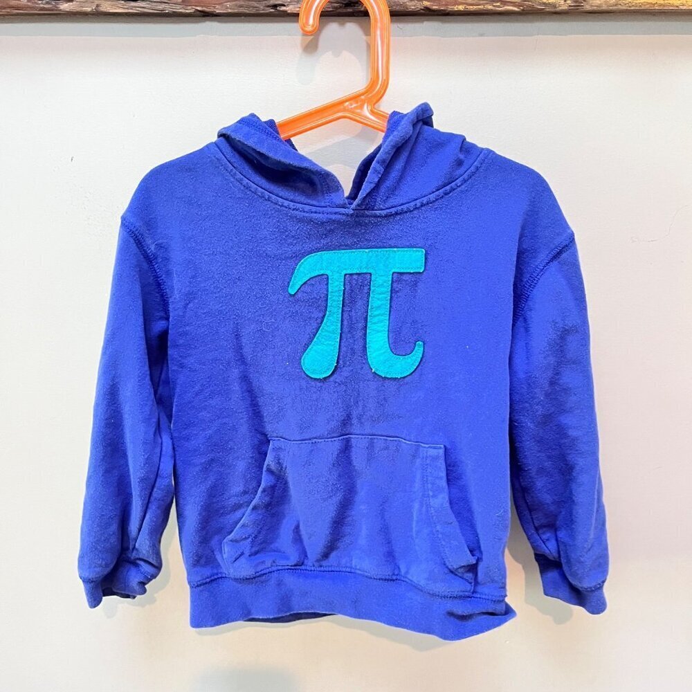 Peek Kids XS Blue Hoodie With‎ Pi Symbol & Math Design